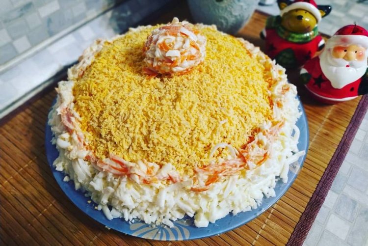 Салат Мимоза с корейской морковью