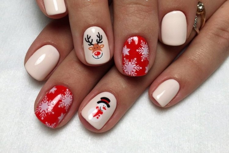 Новогодние рисунки на ногтях