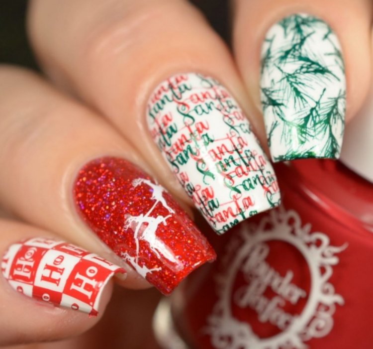 Маникюр с праздничными надписями