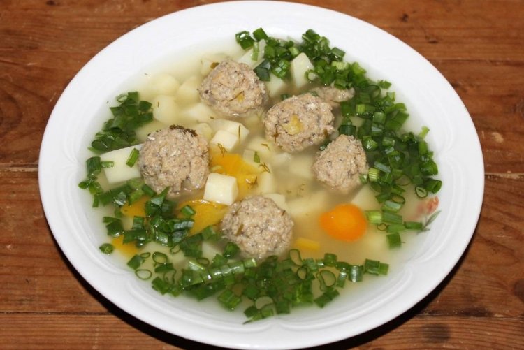 ПП суп с кускусом и рыбными фрикадельками