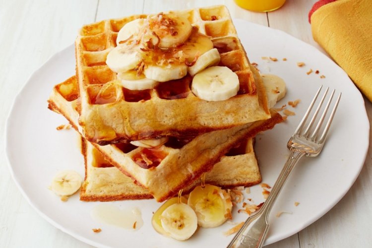 Бельгийские вафли с яблоком и овсяными хлопьями