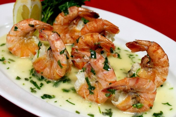 Жареные креветки в горчичном соусе