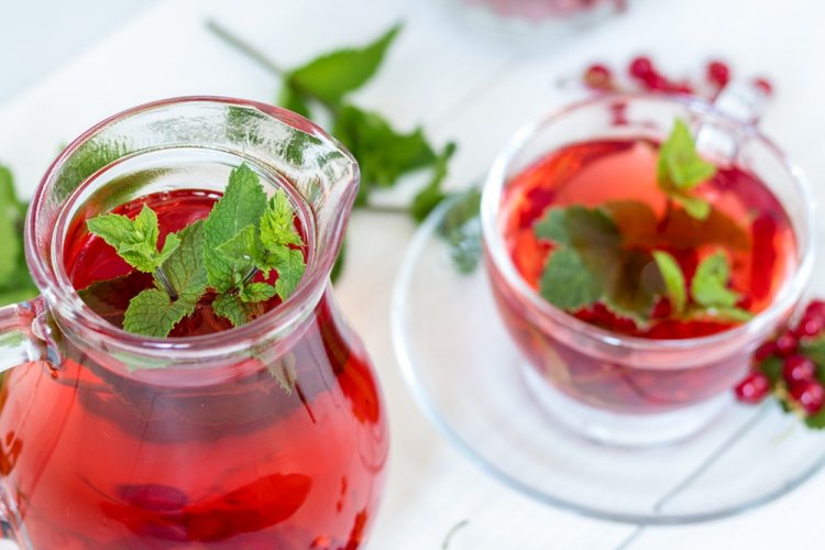 Компот из крыжовника и клюквы с мятой