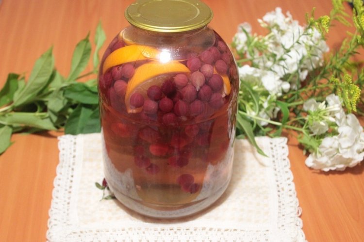 Компот из крыжовника с апельсином и мятой на зиму