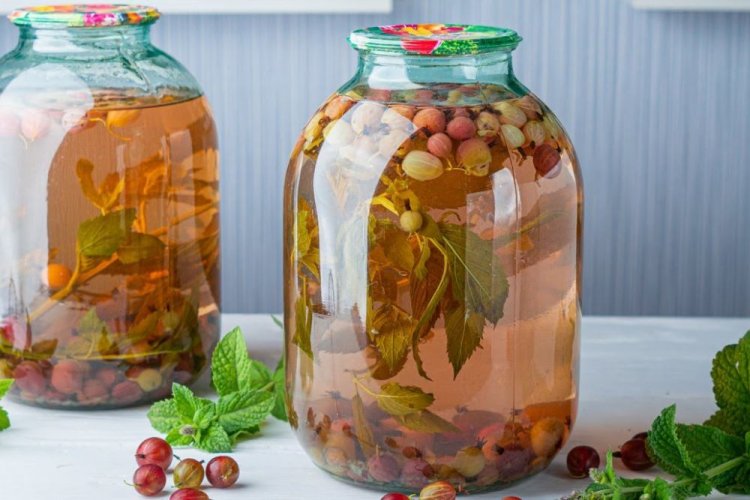 Компот «Мохито» из крыжовника и мяты на зиму