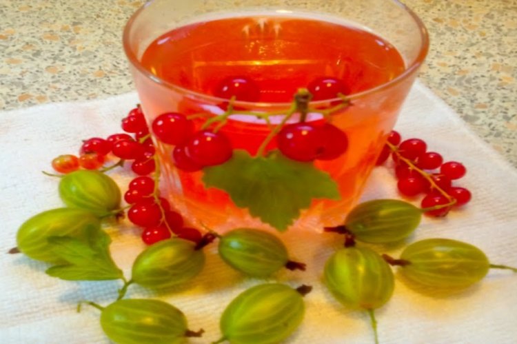 Компот из красной смородины, крыжовника и апельсина