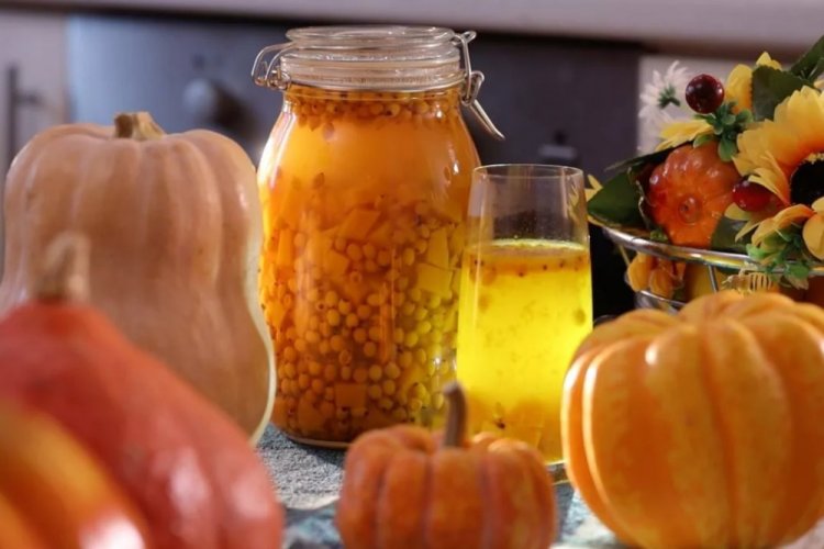 Компот из облепихи и тыквы на зиму