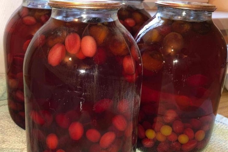 Компот из кизила и алычи