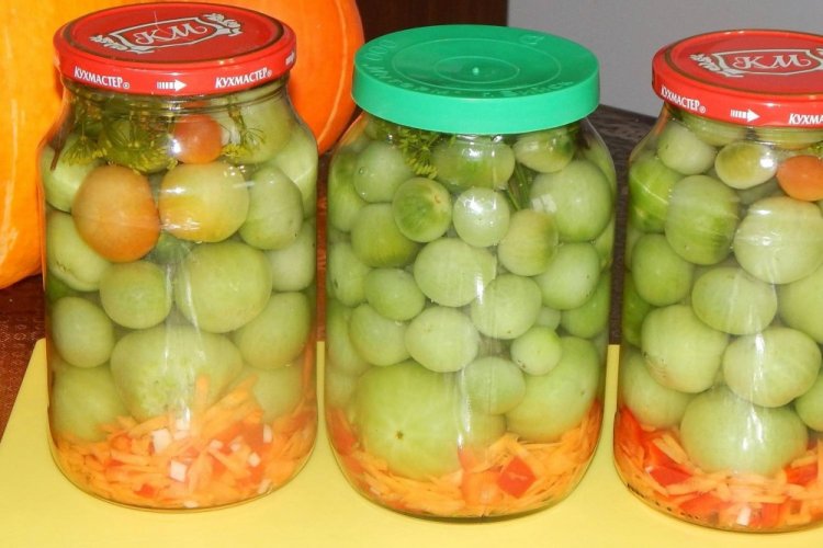 Зеленые помидоры с болгарским перцем на зиму