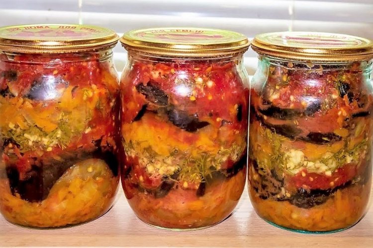 Баклажаны по-грузински с орехами, чесноком и укропом