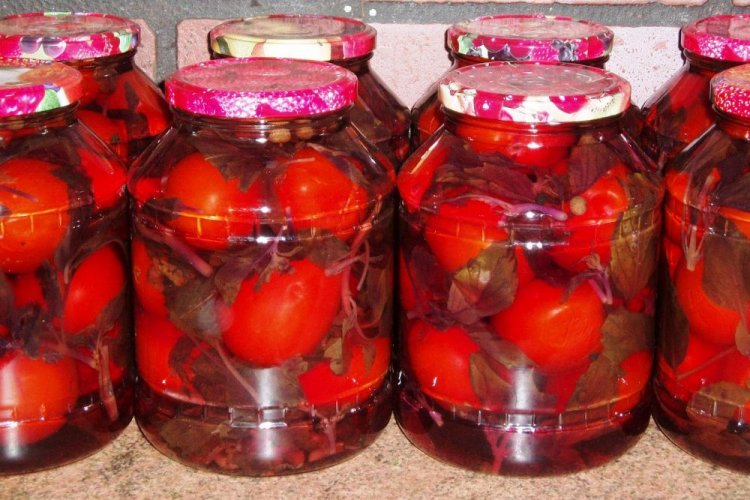 Помидоры с базиликом, специями и соком лимона