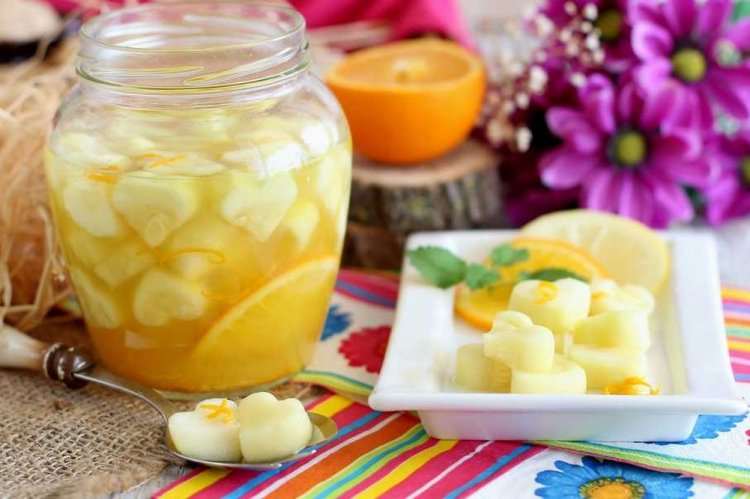 Компот из дыни с апельсином на зиму