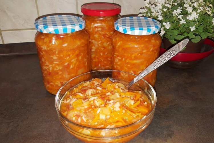 Кабачки с рисом и капустой на зиму