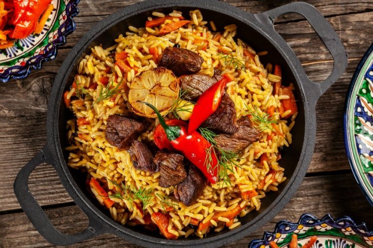 Плов с говядиной на костре