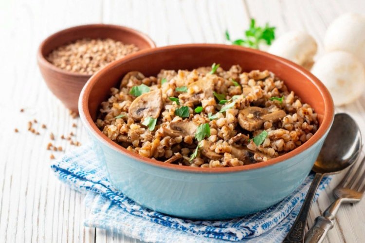 Гречка с грибами в афганском казане