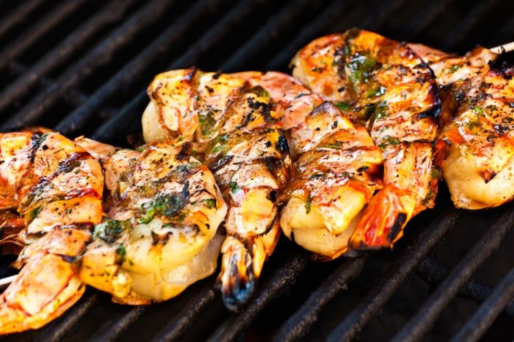 Креветки на электрогриле