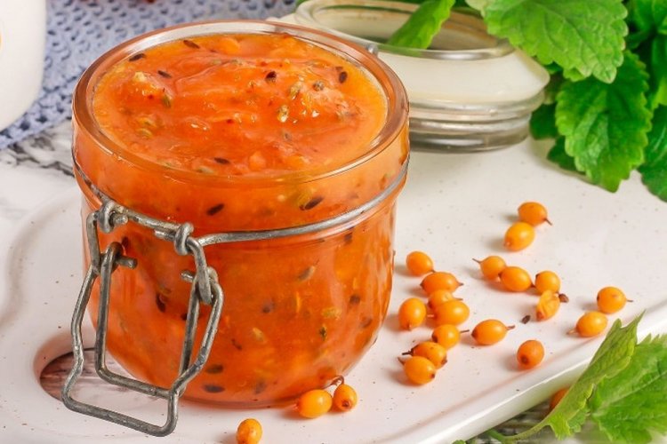 Янтарное варенье из облепихи с тыквой на зиму