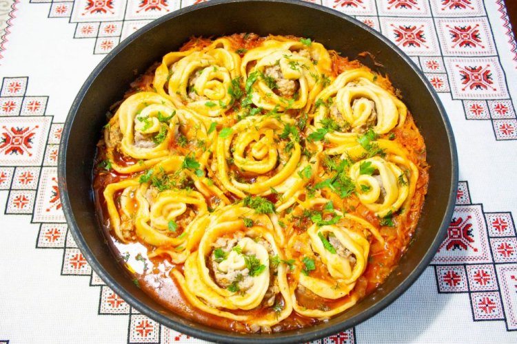 Сочные ленивые пельмени с фаршем из индейки