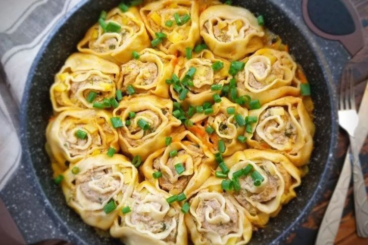 Ленивые пельмени с куриной печенью в духовке