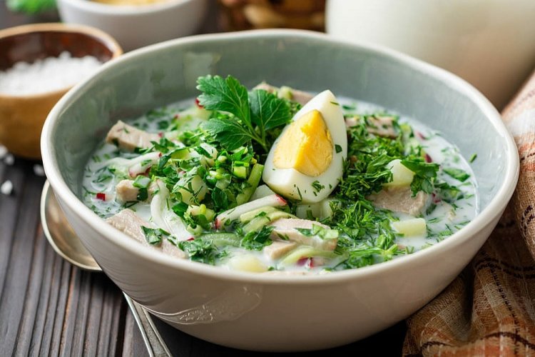 Окрошка с куриной грудкой