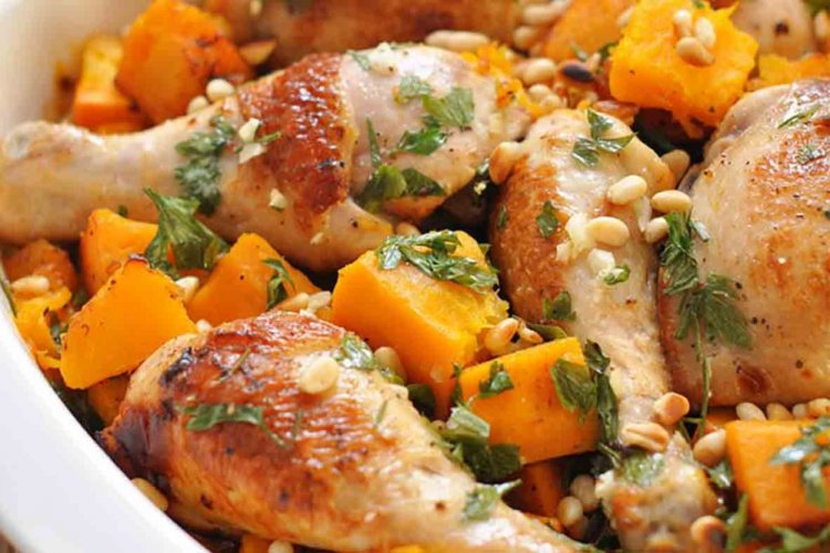 Куриные ножки с тыквой в мультиварке