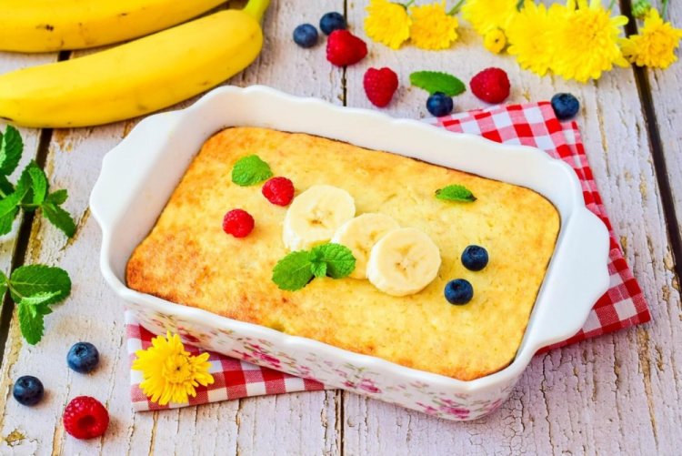 Творожная запеканка с бананами