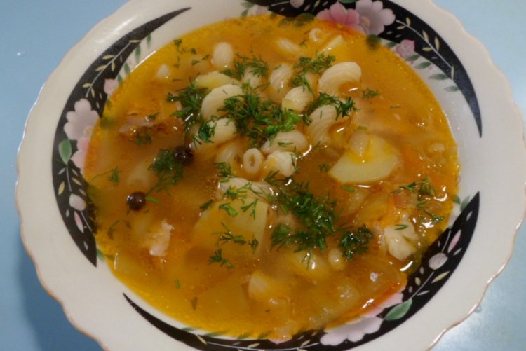 Овощной суп с макаронами