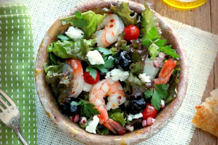 ПП салат с креветками и фетой