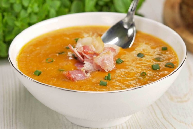 Гороховый суп-пюре с чечевицей