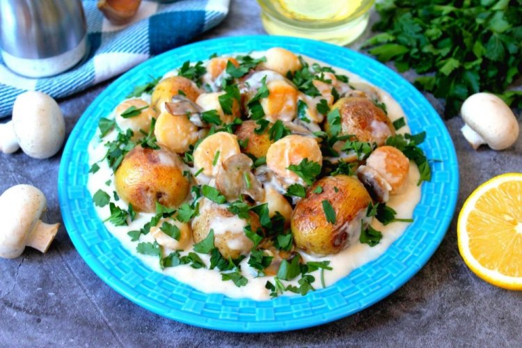 Морские гребешки с картофелем
