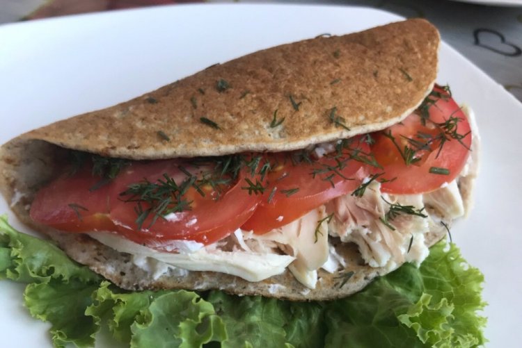 Овсяноблин с курицей и сыром