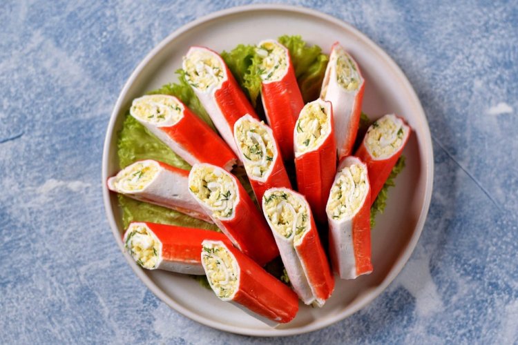 Крабовые палочки, фаршированные грибами