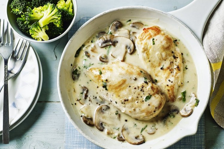 Куриные грудки с грибами в сливочном соусе