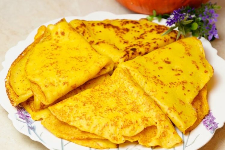 Постные блины из тыквы с кукурузной мукой