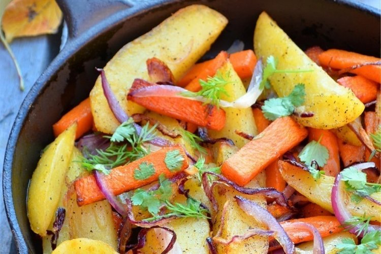 Жареная тыква с картошкой