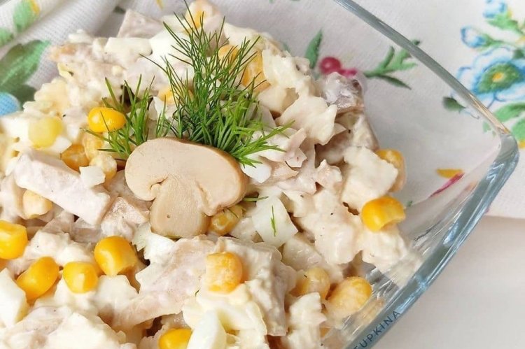 ПП салат с курицей и маринованными шампиньонами