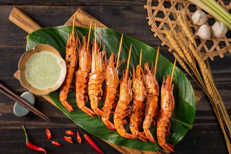 Лангустины по-корейски на гриле