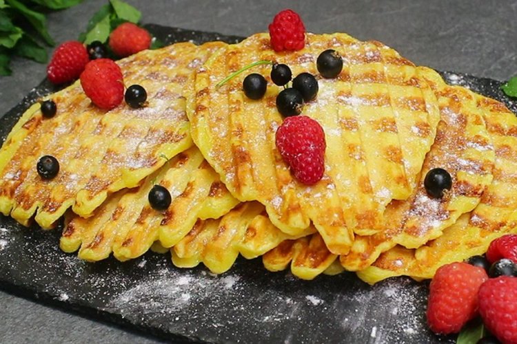 Творожные вафли со сгущенкой на гриле