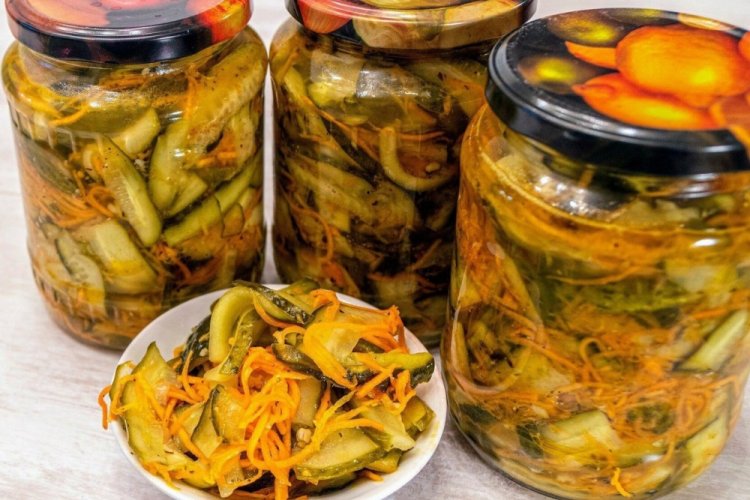 Салат из цукини с огурцами на зиму