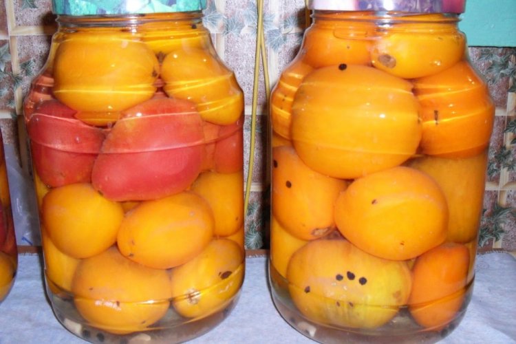 Желтые помидоры в желе на зиму