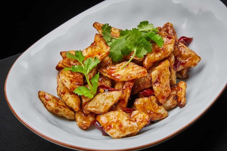 Баклажаны в кляре в кисло-сладком соусе