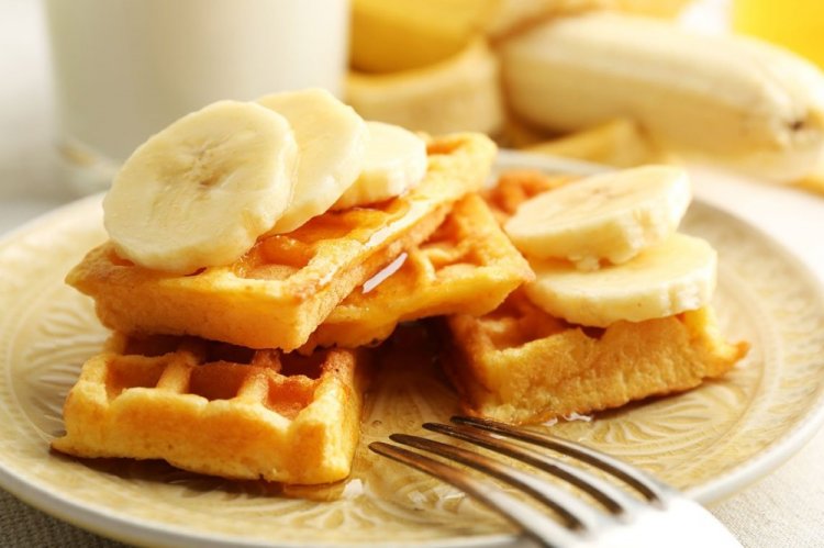 Творожные вафли с бананом