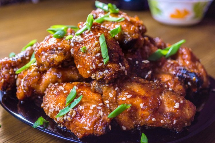 Куриные крылышки в глазури в аэрогриле