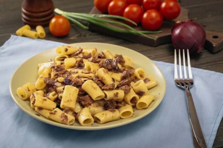 Макароны по-флотски на костре