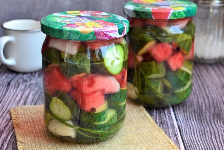 Огурцы с арбузом на зиму без стерилизации