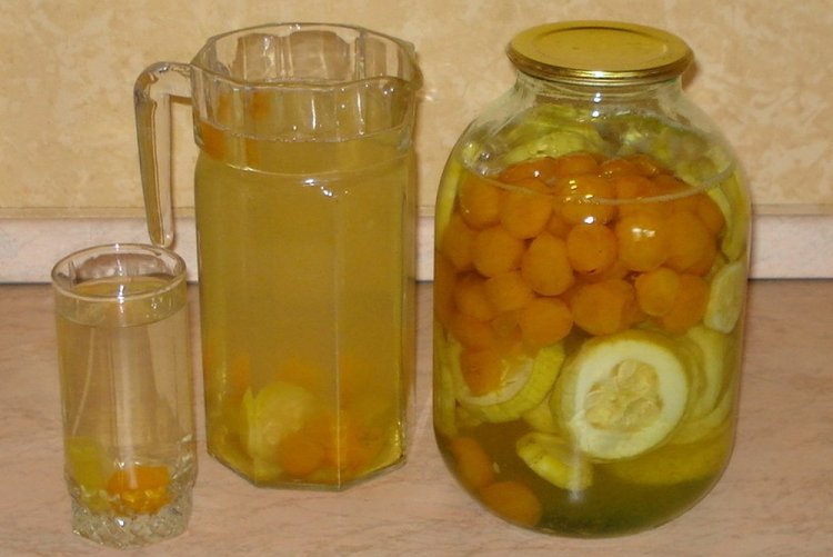 Компот из кабачков и алычи без стерилизации