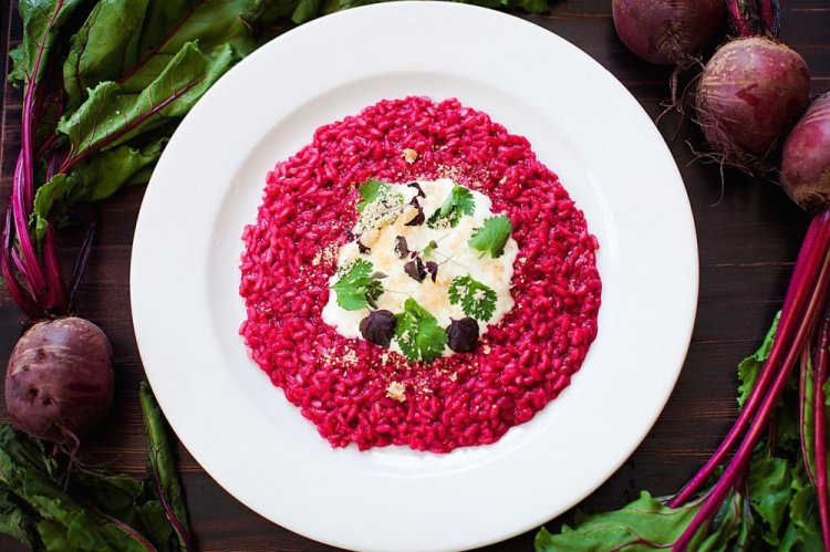 Паста орзо со свеклой