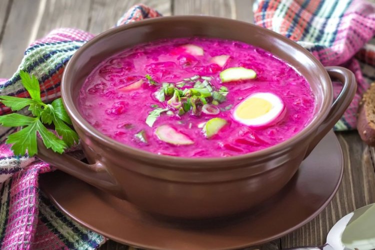 ПП-окрошка со свеклой и щавелем