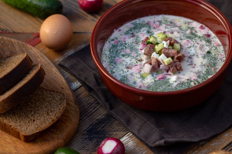 ПП-окрошка с вареной говядиной