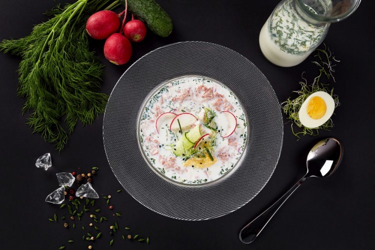 Окрошка с мясом на айране